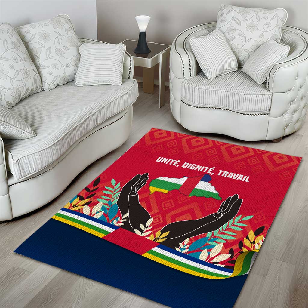Central African Republic Area Rug Red Blue Green Tribal Design - African Pride