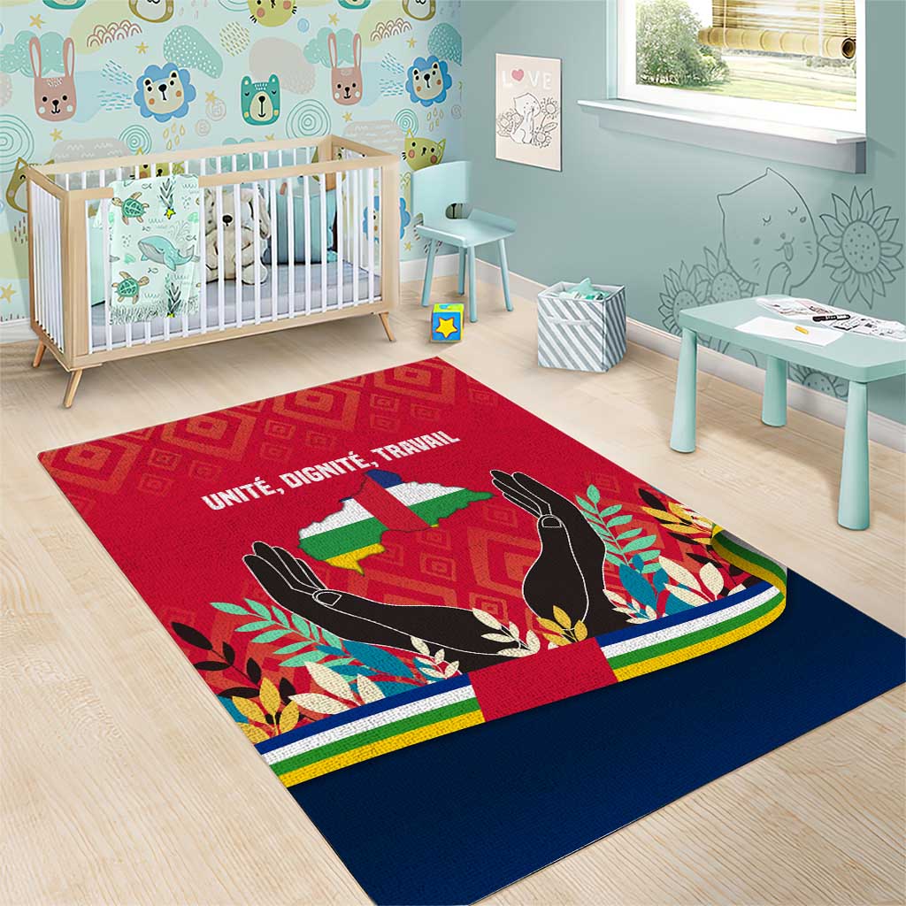 Central African Republic Area Rug Red Blue Green Tribal Design - African Pride