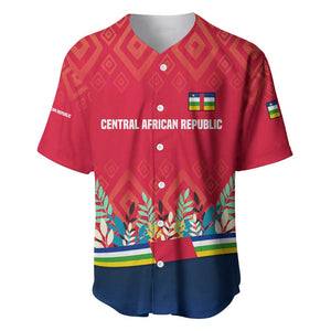 Central African Republic Baseball Jersey Red Blue Green Tribal Design - African Pride