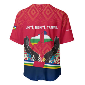 Central African Republic Baseball Jersey Red Blue Green Tribal Design - African Pride