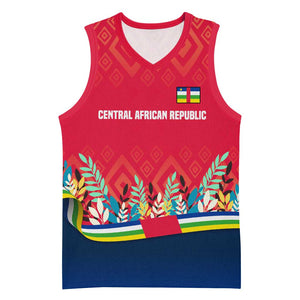 Central African Republic Basketball Jersey Red Blue Green Tribal Design - African Pride