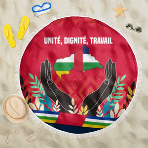 Central African Republic Beach Blanket Red Blue Green Tribal Design - African Pride