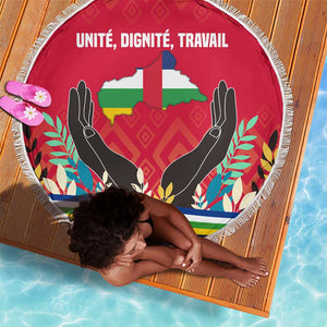 Central African Republic Beach Blanket Red Blue Green Tribal Design - African Pride