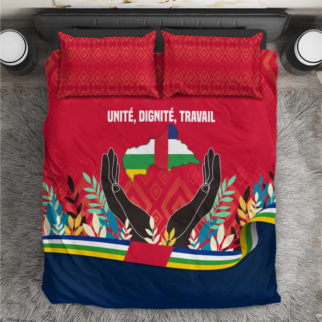 Central African Republic Bedding Set Red Blue Green Tribal Design - African Pride