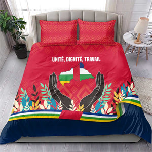 Central African Republic Bedding Set Red Blue Green Tribal Design - African Pride