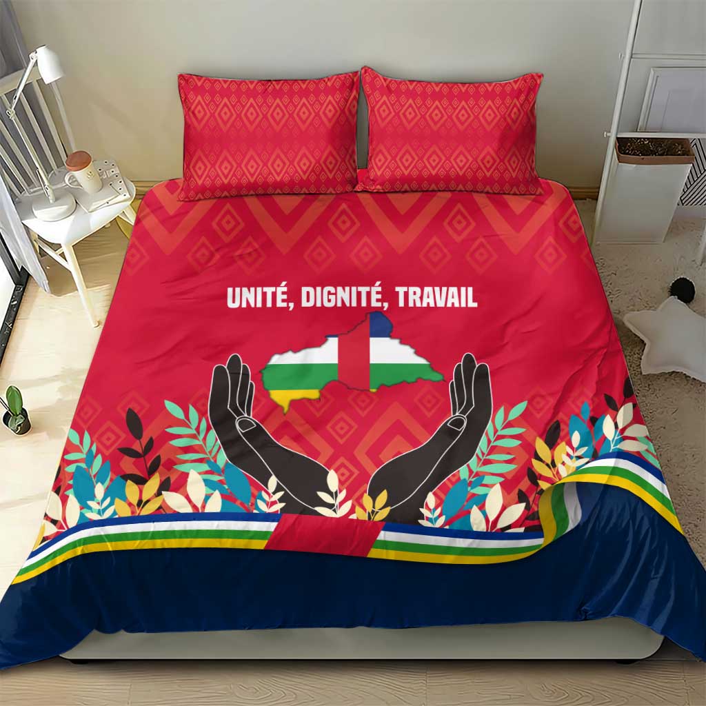 Central African Republic Bedding Set Red Blue Green Tribal Design - African Pride
