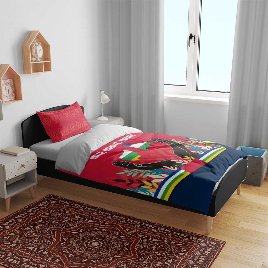 Central African Republic Bedding Set Red Blue Green Tribal Design - African Pride