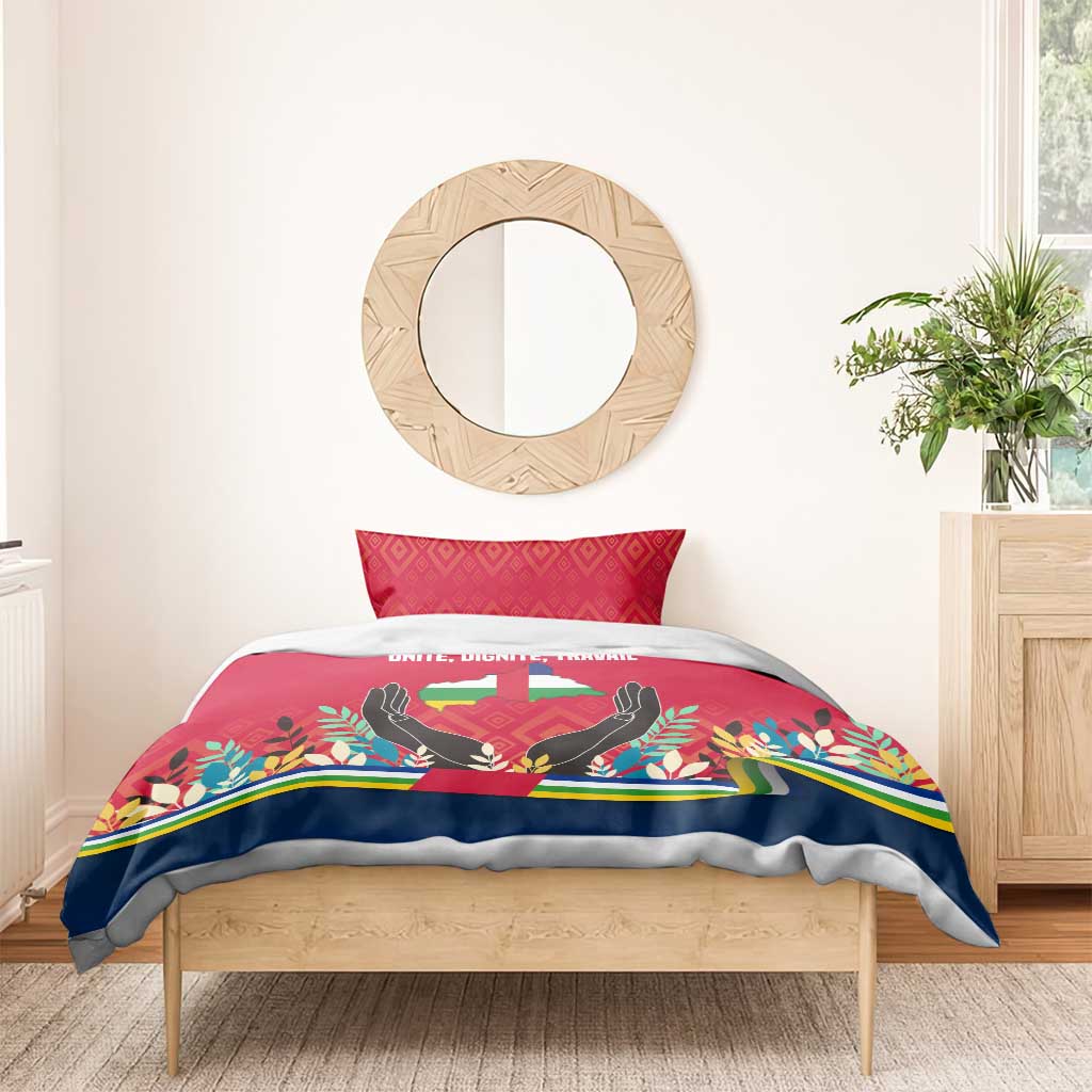 Central African Republic Bedding Set Red Blue Green Tribal Design - African Pride