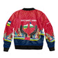 Central African Republic Bomber Jacket Red Blue Green Tribal Design - African Pride