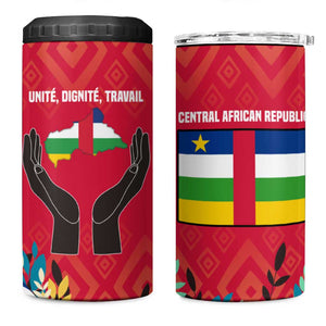 Central African Republic 4 in 1 Can Cooler Tumbler Red Blue Green Tribal Design - African Pride
