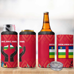 Central African Republic 4 in 1 Can Cooler Tumbler Red Blue Green Tribal Design - African Pride