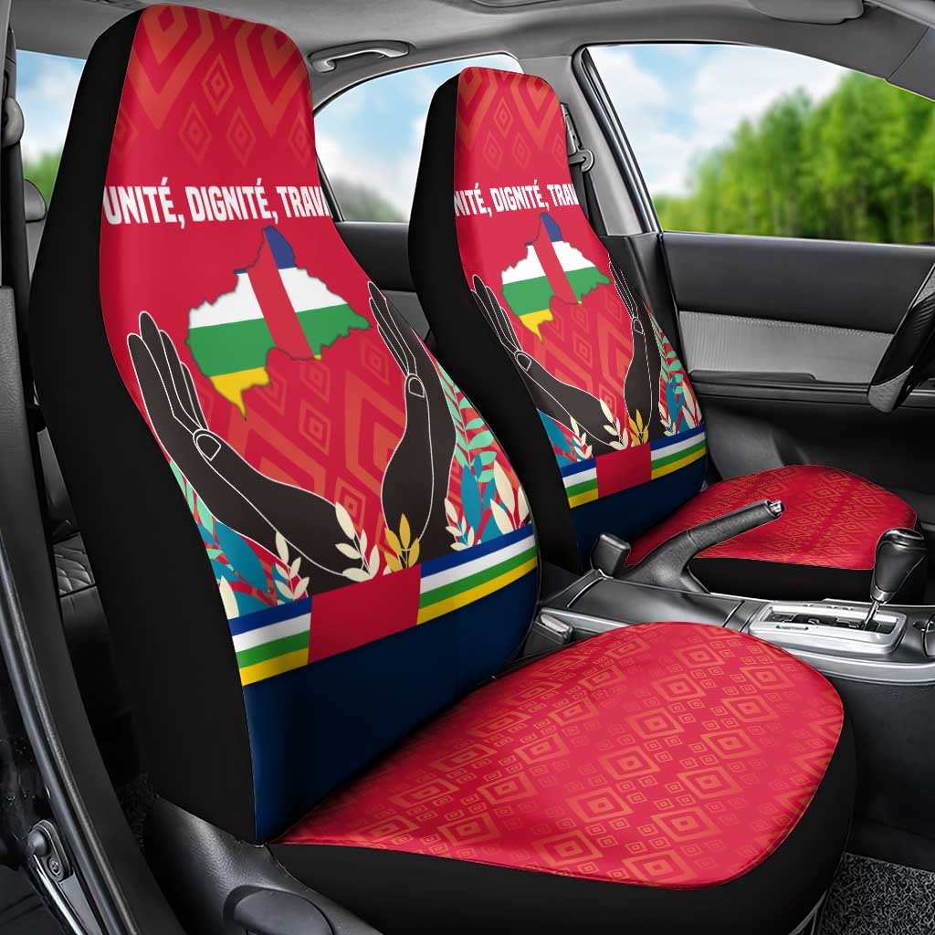 Central African Republic Car Seat Cover Red Blue Green Tribal Design - African Pride