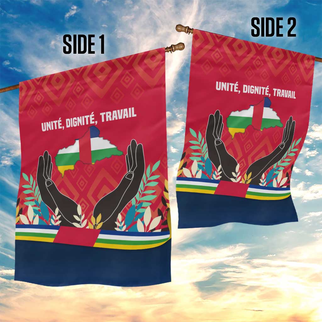 Central African Republic Garden Flag Red Blue Green Tribal Design - African Pride