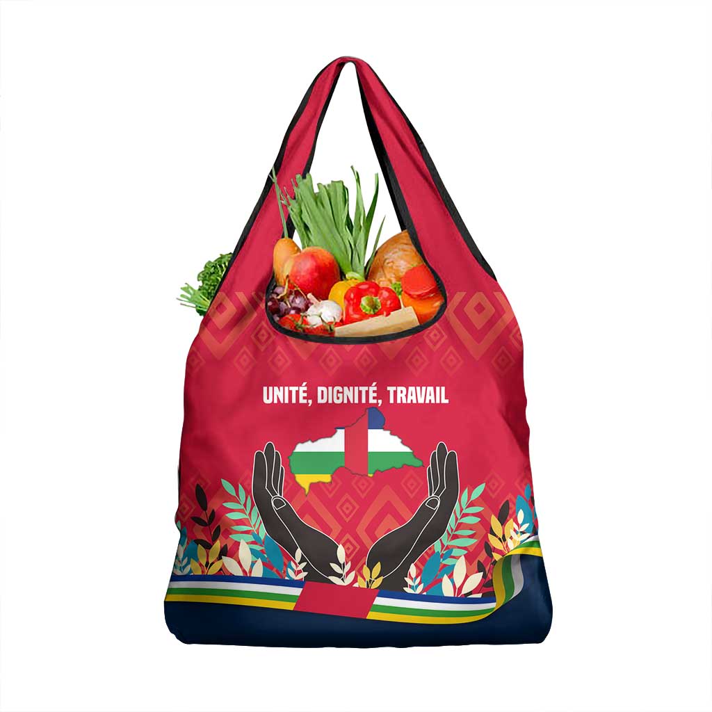 Central African Republic Grocery Bag Red Blue Green Tribal Design - African Pride