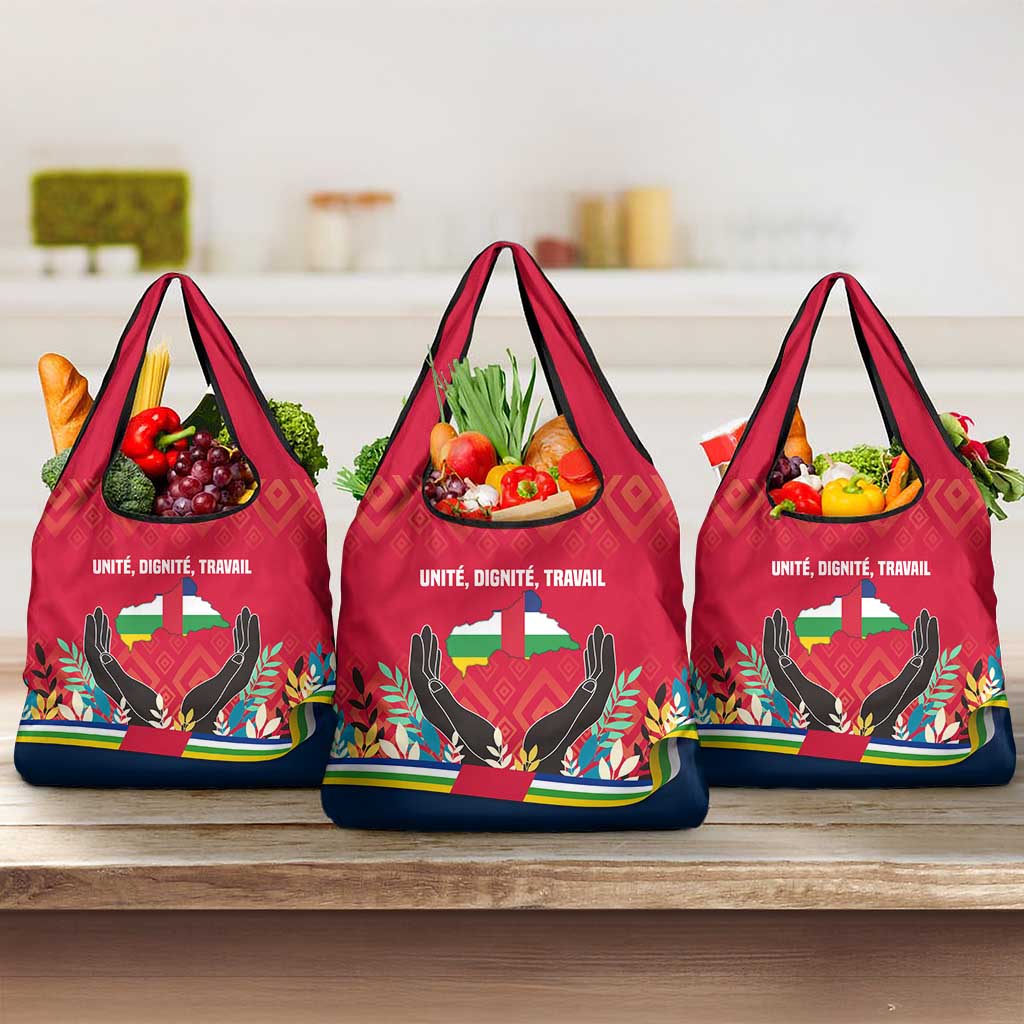 Central African Republic Grocery Bag Red Blue Green Tribal Design - African Pride