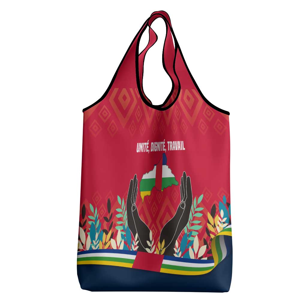 Central African Republic Grocery Bag Red Blue Green Tribal Design - African Pride