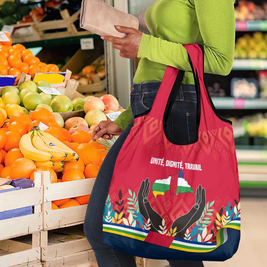 Central African Republic Grocery Bag Red Blue Green Tribal Design - African Pride