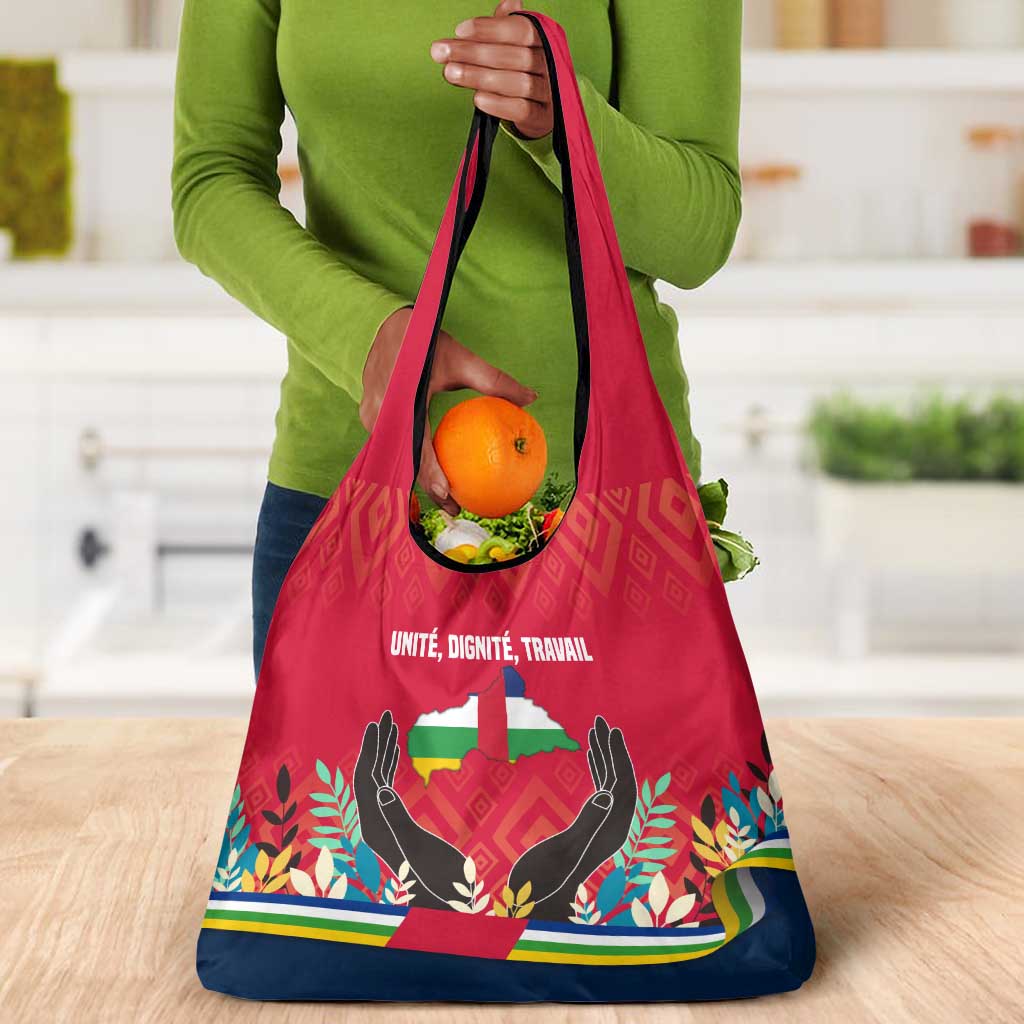 Central African Republic Grocery Bag Red Blue Green Tribal Design - African Pride
