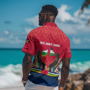Central African Republic Hawaiian Shirt Red Blue Green Tribal Design - African Pride