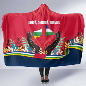 Central African Republic Hooded Blanket Red Blue Green Tribal Design - African Pride