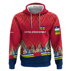 Central African Republic Hoodie Red Blue Green Tribal Design - African Pride