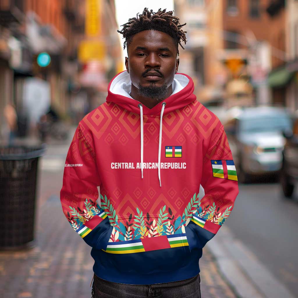 Central African Republic Hoodie Red Blue Green Tribal Design - African Pride