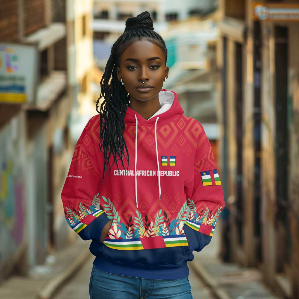 Central African Republic Hoodie Red Blue Green Tribal Design - African Pride