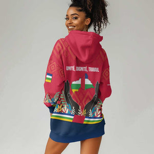 Central African Republic Hoodie Dress Red Blue Green Tribal Design - African Pride