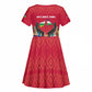 Central African Republic Kid Short Sleeve Dress Red Blue Green Tribal Design - African Pride