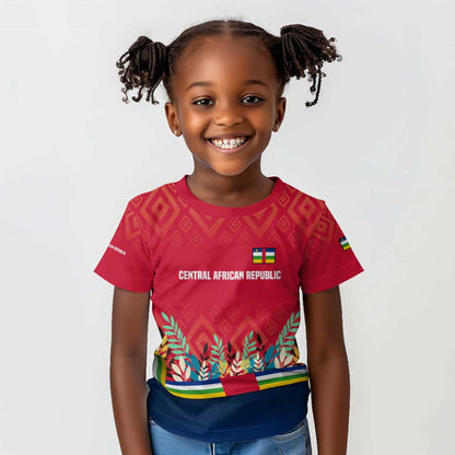 Central African Republic Kid T shirt Red Blue Green Tribal Design - African Pride