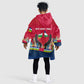 Central African Republic Kid Wearable Blanket Hoodie Red Blue Green Tribal Design - African Pride