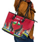Central African Republic Leather Tote Bag Red Blue Green Tribal Design - African Pride
