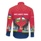 Central African Republic Long Sleeve Button Shirt Red Blue Green Tribal Design - African Pride