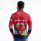 Central African Republic Long Sleeve Polo Shirt Red Blue Green Tribal Design - African Pride