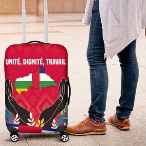 Central African Republic Luggage Cover Red Blue Green Tribal Design - African Pride