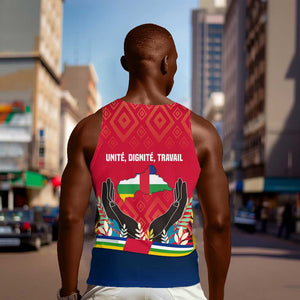 Central African Republic Men Tank Top Red Blue Green Tribal Design - African Pride