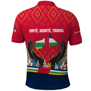 Central African Republic Polo Shirt Red Blue Green Tribal Design - African Pride