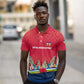Central African Republic Polo Shirt Red Blue Green Tribal Design - African Pride