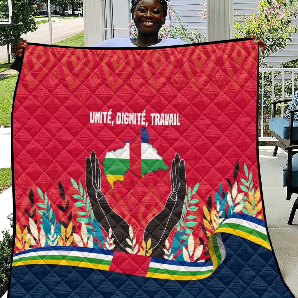 Central African Republic Quilt Red Blue Green Tribal Design - African Pride
