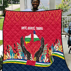 Central African Republic Quilt Red Blue Green Tribal Design - African Pride