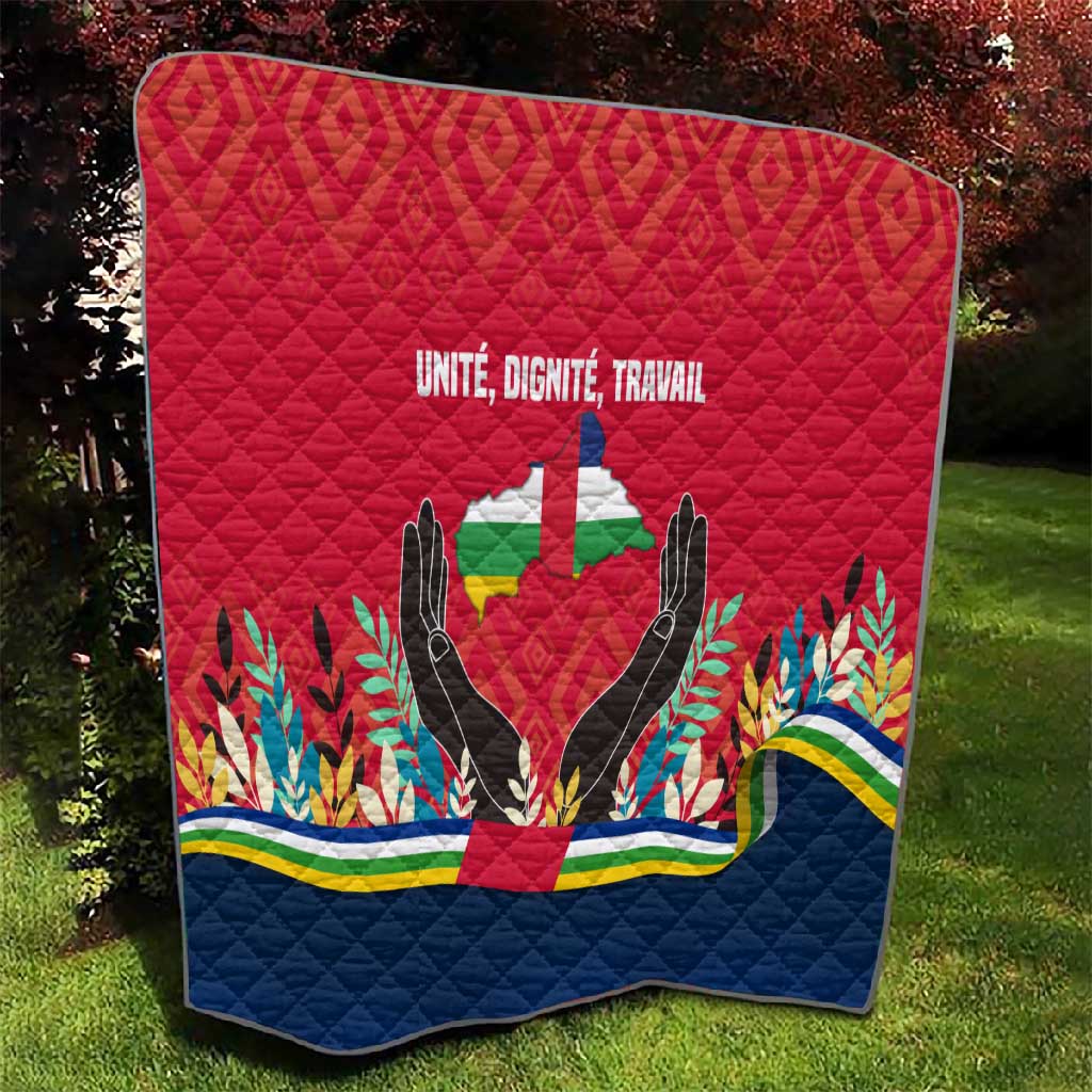 Central African Republic Quilt Red Blue Green Tribal Design - African Pride