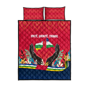 Central African Republic Quilt Bed Set Red Blue Green Tribal Design - African Pride