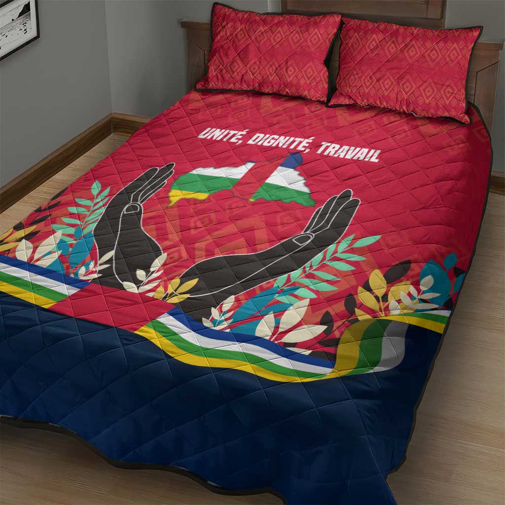 Central African Republic Quilt Bed Set Red Blue Green Tribal Design - African Pride