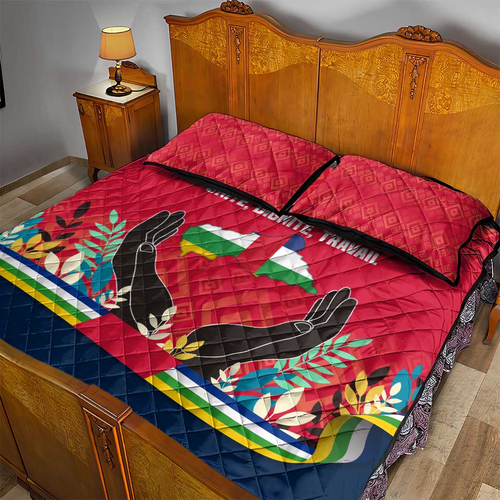 Central African Republic Quilt Bed Set Red Blue Green Tribal Design - African Pride