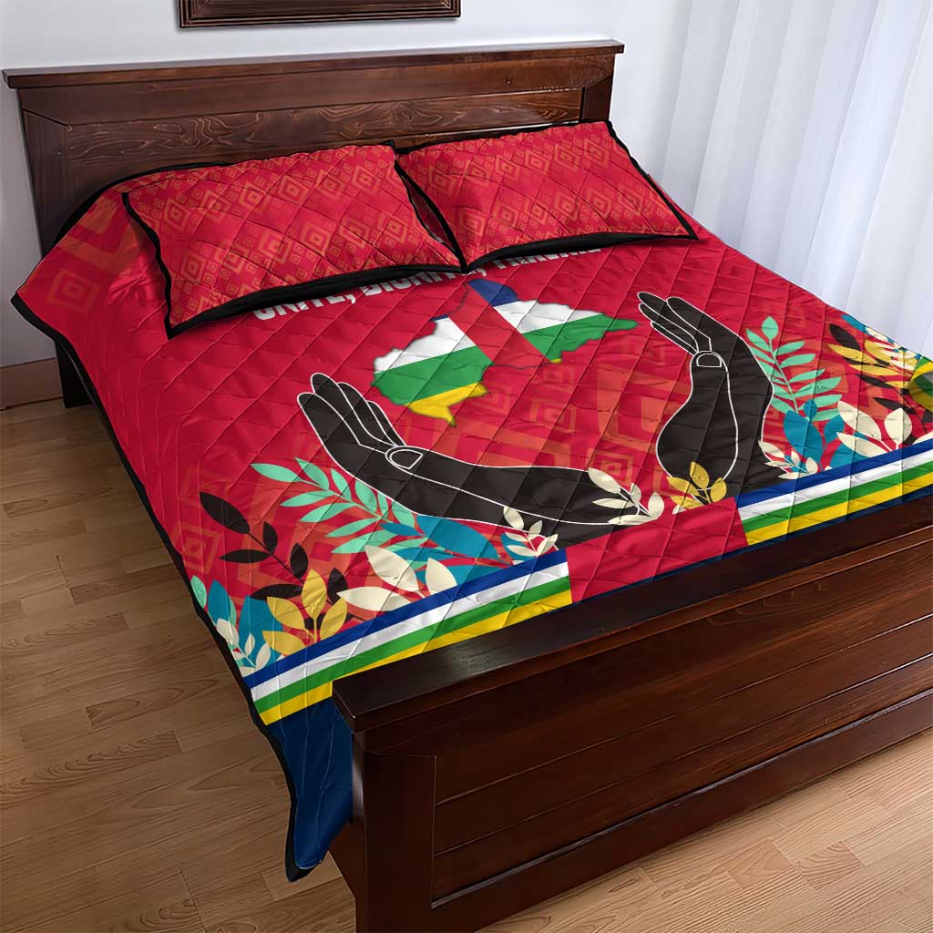Central African Republic Quilt Bed Set Red Blue Green Tribal Design - African Pride