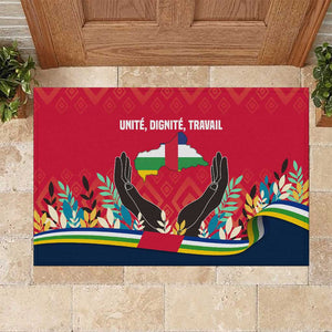 Central African Republic Rubber Doormat Red Blue Green Tribal Design - African Pride