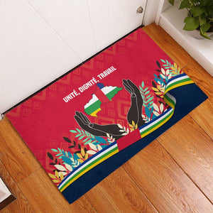 Central African Republic Rubber Doormat Red Blue Green Tribal Design - African Pride