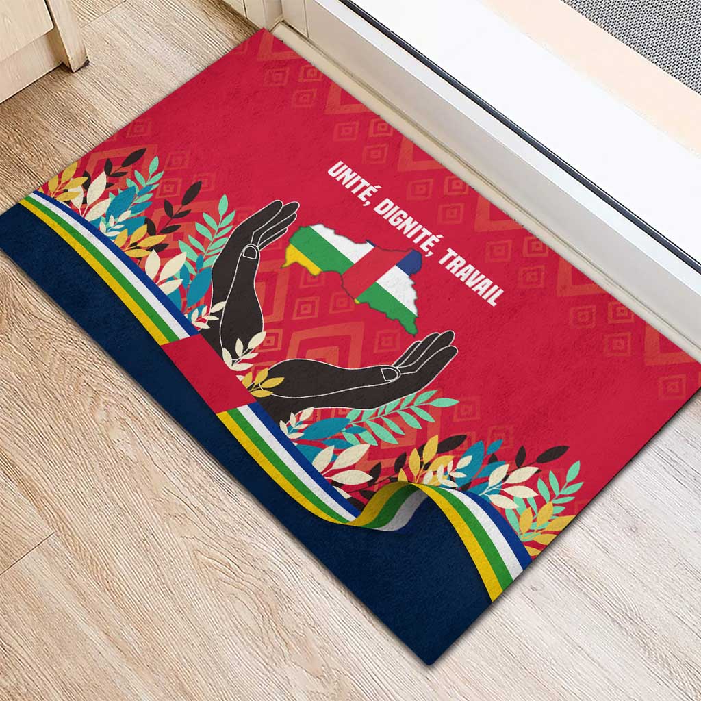 Central African Republic Rubber Doormat Red Blue Green Tribal Design - African Pride