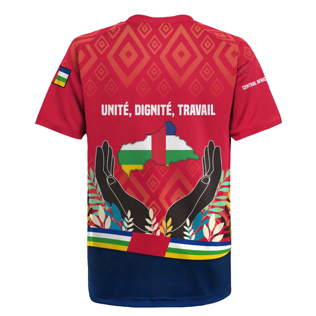 Central African Republic Rugby Jersey Red Blue Green Tribal Design - African Pride