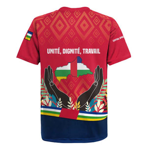 Central African Republic Rugby Jersey Red Blue Green Tribal Design - African Pride